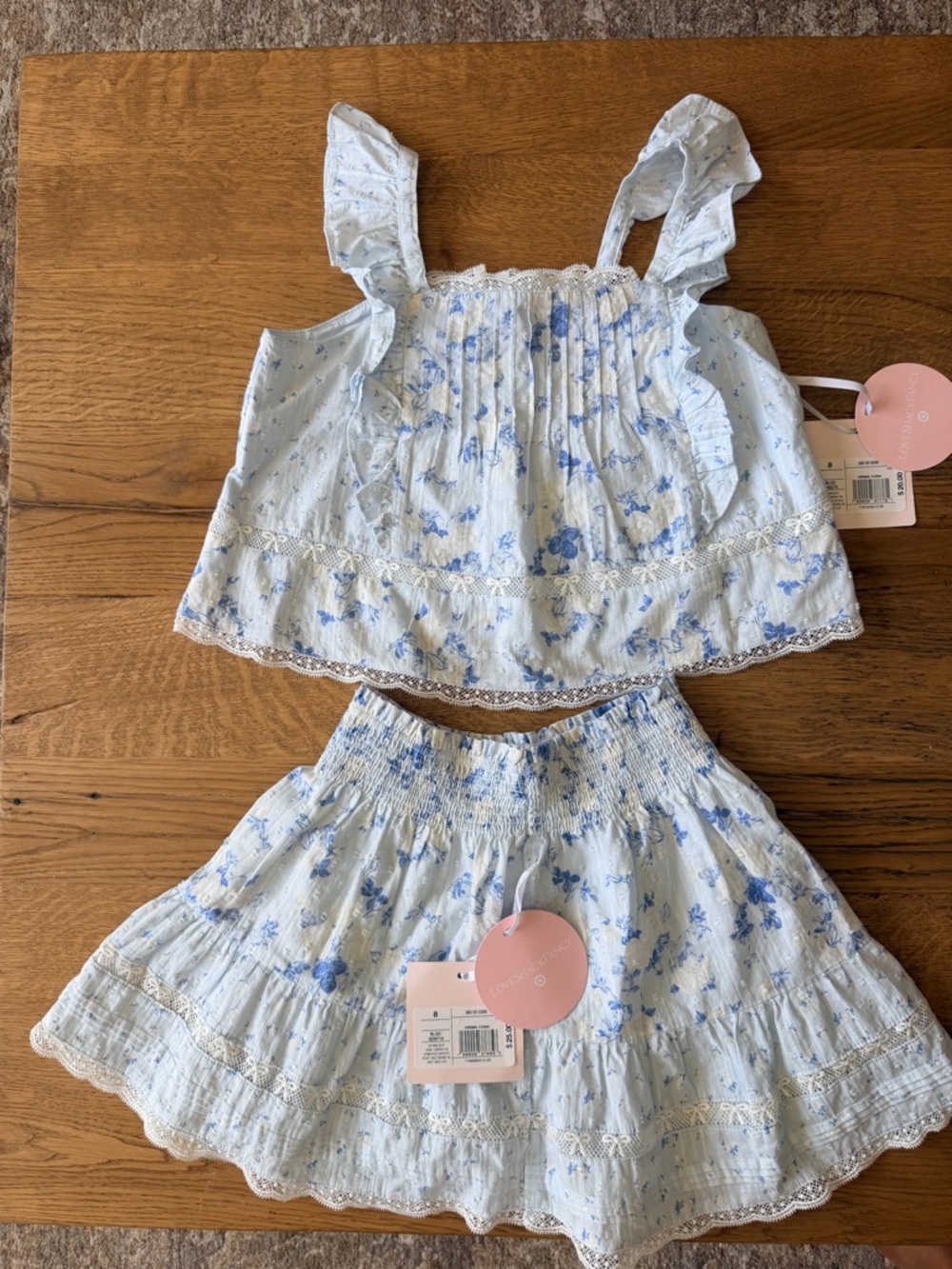 LoveShackFancy x Target Light Blue Floral Smocked Two-Piece Set